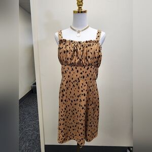 Trixxi Leopard Print Shirred Dress Size Large NWT
